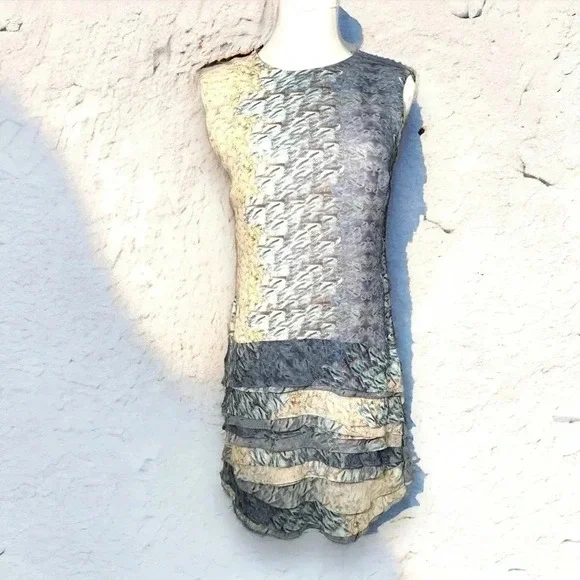 Christian  cota 100% silk ruffled mini dress 6 - Picture 2 of 8